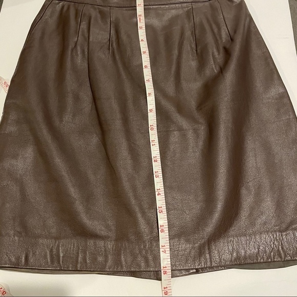 Matters of Degrees 100% Leather Brown Lined Skirt - Picture 8 of 8